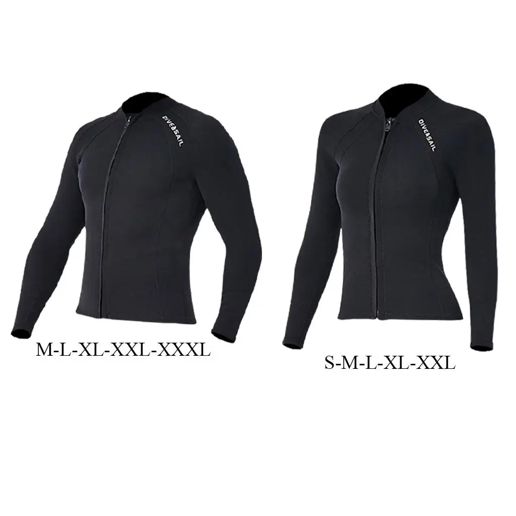 2mm Neoprene Men Women`s Jacket Wetsuits Three Layers Thermal Suit Sleeves Large