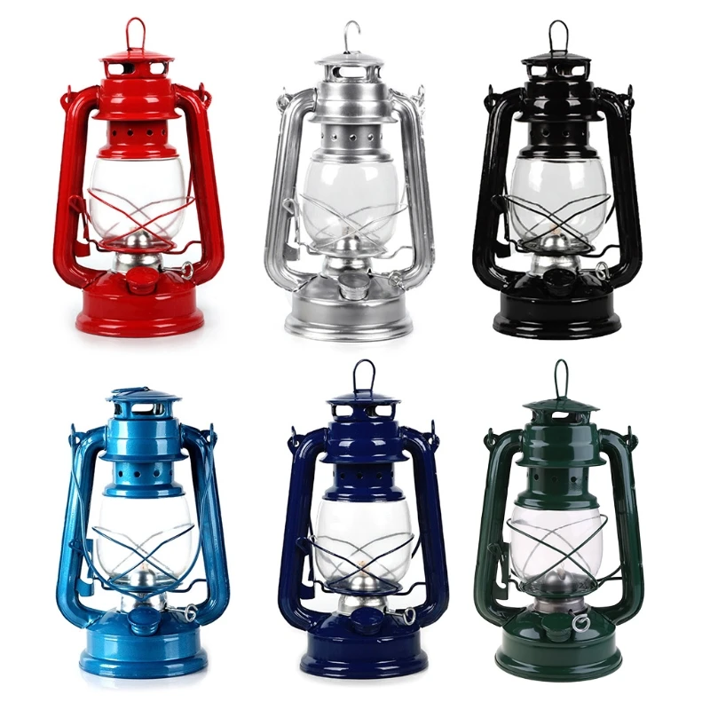Retro Outdoor Oil Lantern Kerosene Paraffin Hurricane Light Wick Camping Lamps 