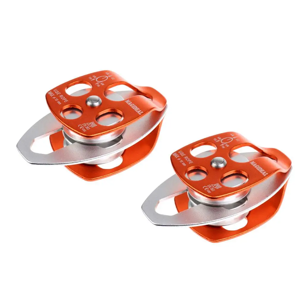 2Pcs, 32kN / 7100 Lbs Single Fixed Pulley for Lifting Climbing 15mm Rope