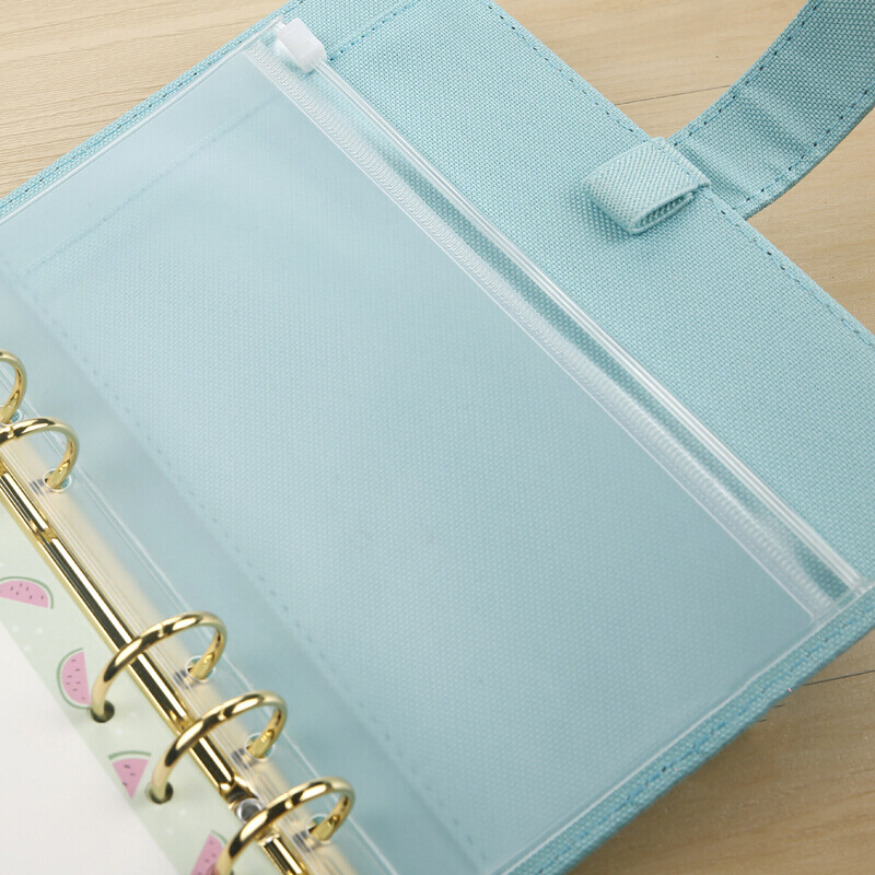 Waterproof PVC binder pockets displayed in planner