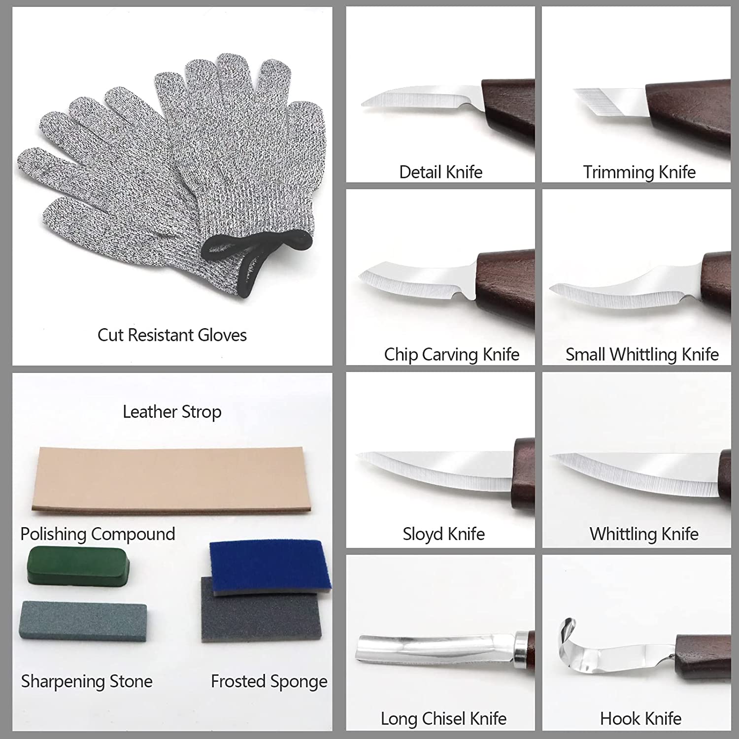 Wood Carving Kit 15PCS Wood Carving Tools Hand Carving Knife Set File Spoon Carving Kit for Beginners Whittling Woodworking DIY