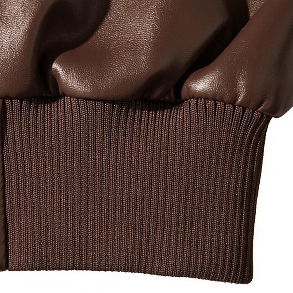 Description Picture 6 of itemMen Jacket Autumn Bike Jacket Slim Fit Faux Leather Jacket Coat Popular Solid Color Slim Fit Motorcycle Jacket for Party