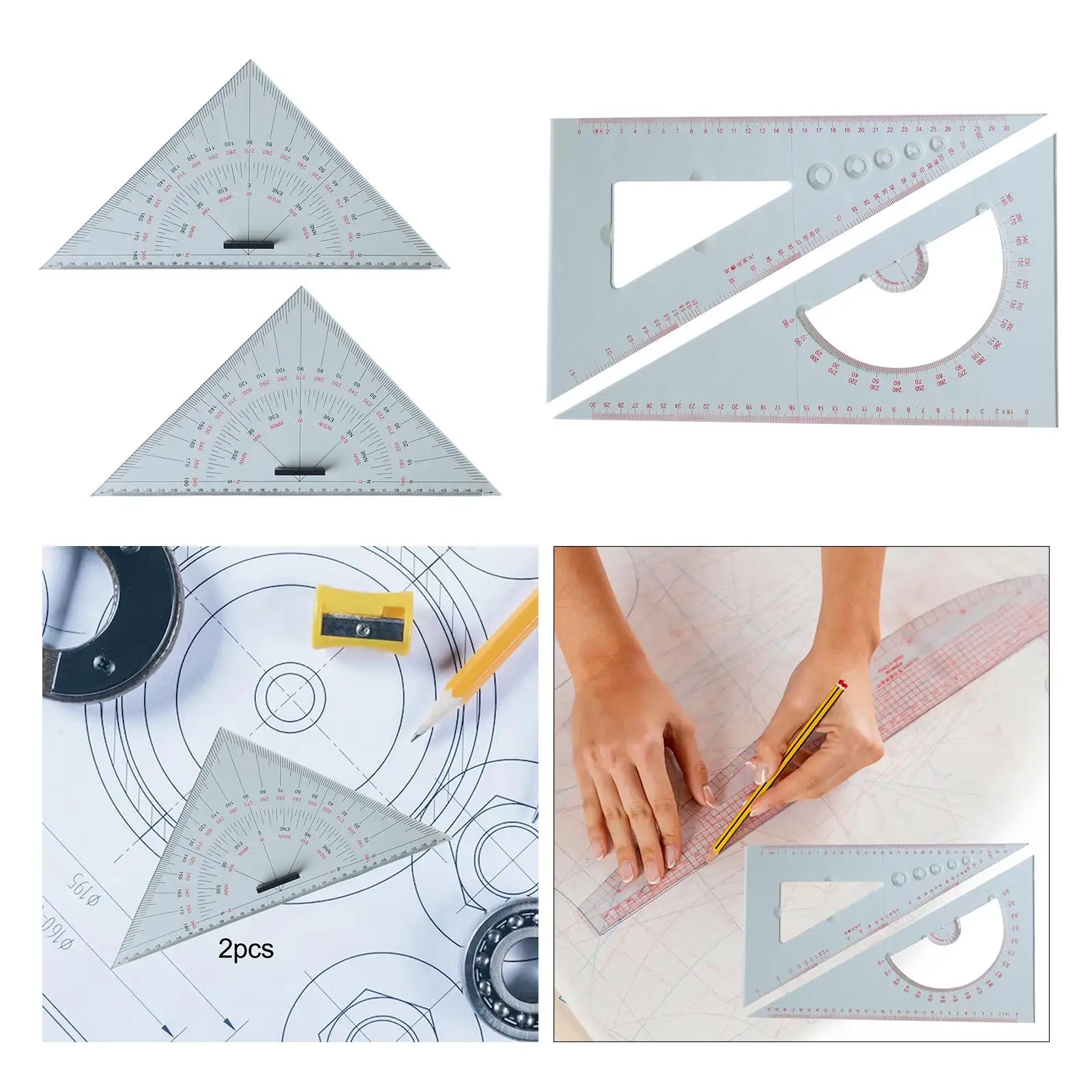 Chart Drawing Triangle Ruler Math Geometry Tool Professional Measuring Ruler for Ship Drawing Designers Engineer Workshop Office