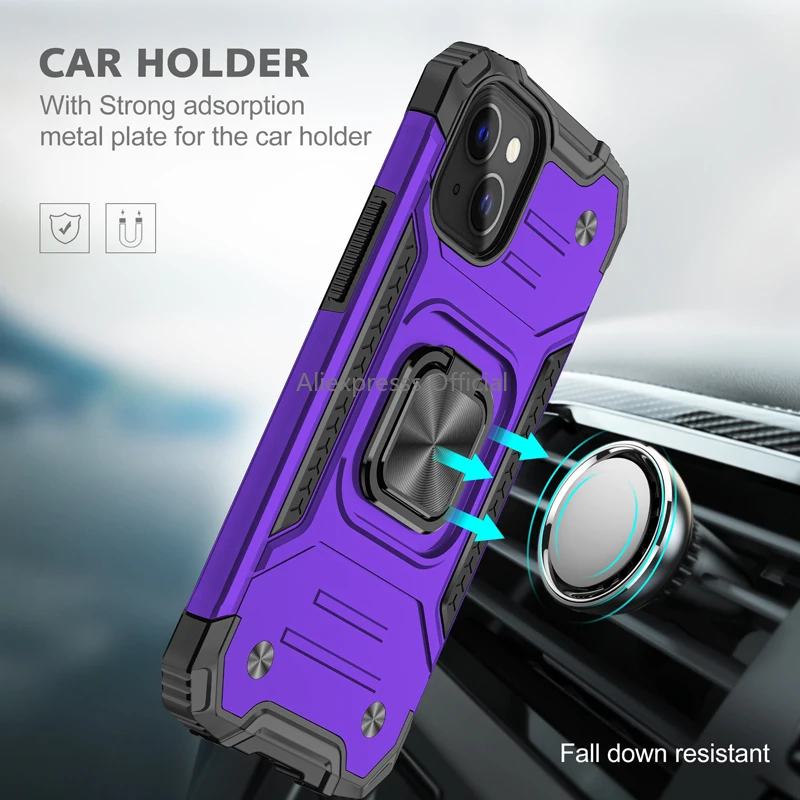 flip phone case Shockproof Armor Kickstand Phone Case For iPhone 13 12 11 Pro Max XS Max XS XR X 7 8 6S Plus Finger Magnetic Ring Hard Holder cell phone dry bag