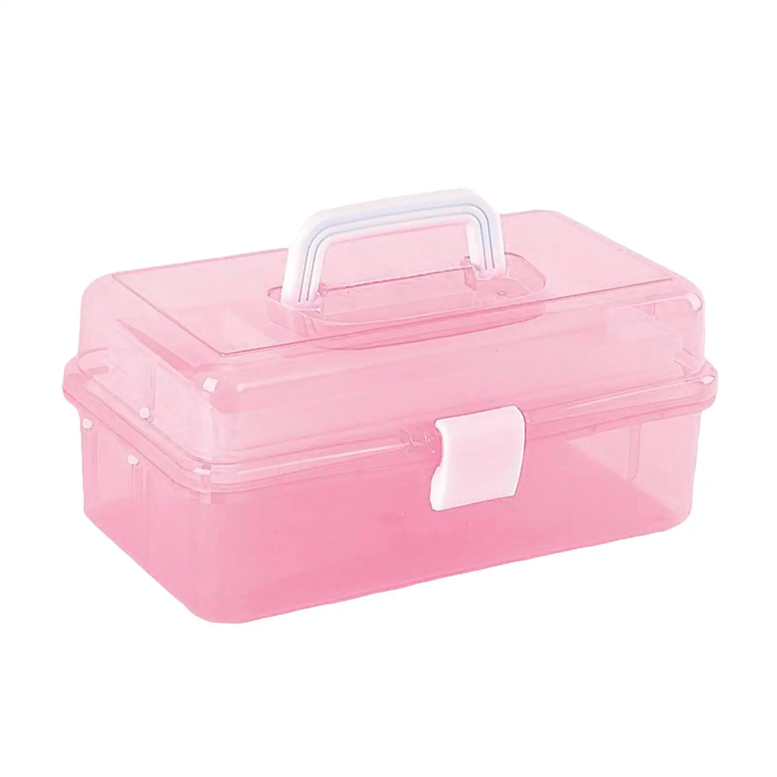 Portable Storage Box Organizer Sewing Fishing Tackle Box with Tray 3 Layers Carry Case