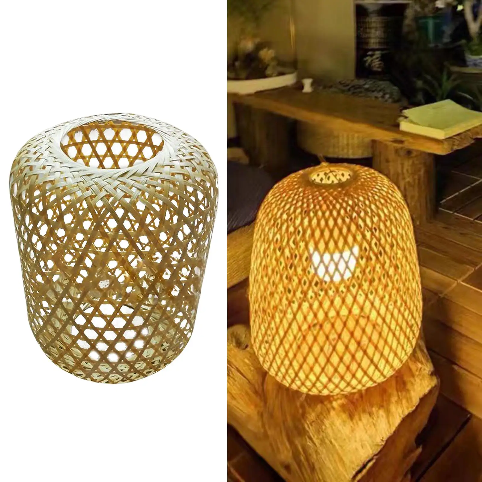 Rustic Bamboo Lamp Shade Ceiling Light Fixture Cover Pendant Light Decorative Chandelier Fitting for Bedroom Living Room Dorm