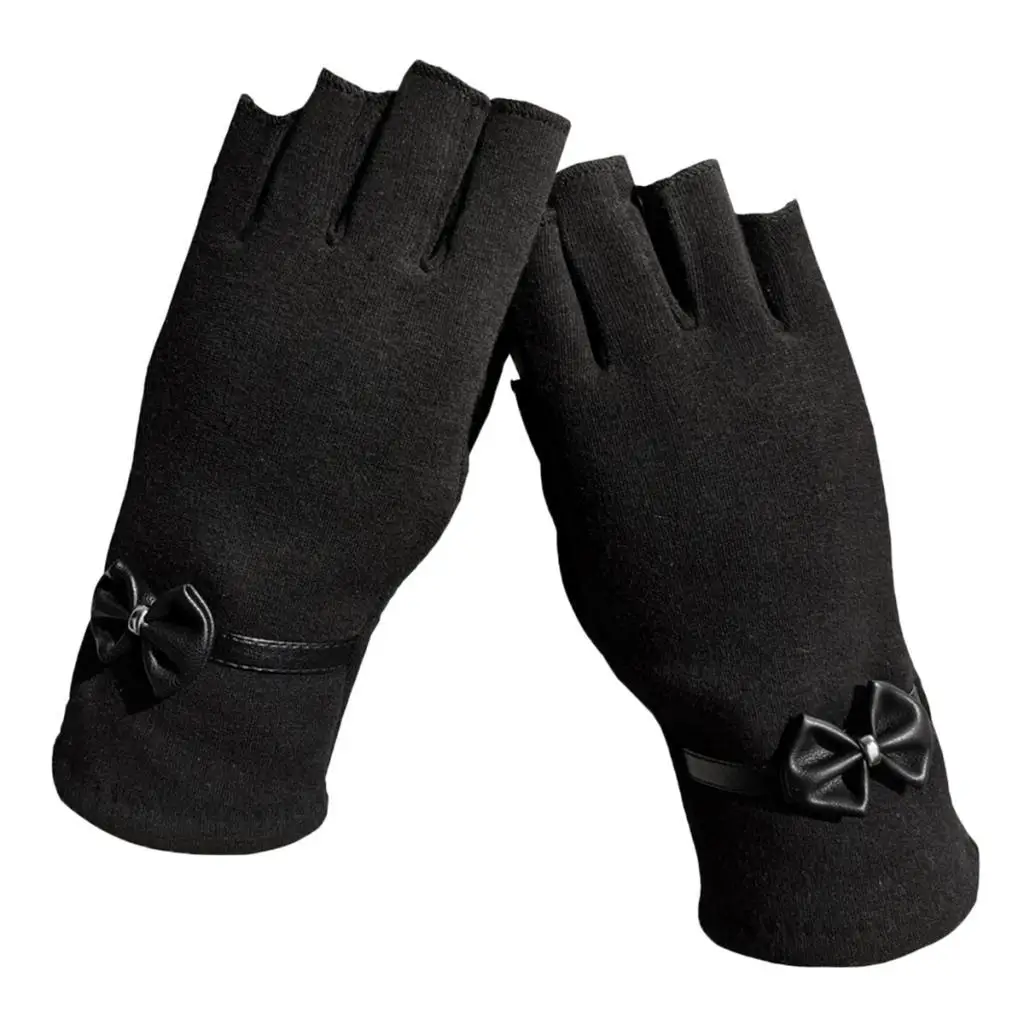 Winter Fingerless Half Gloves Motorcycle Warm Half Finger Cycling Gloves