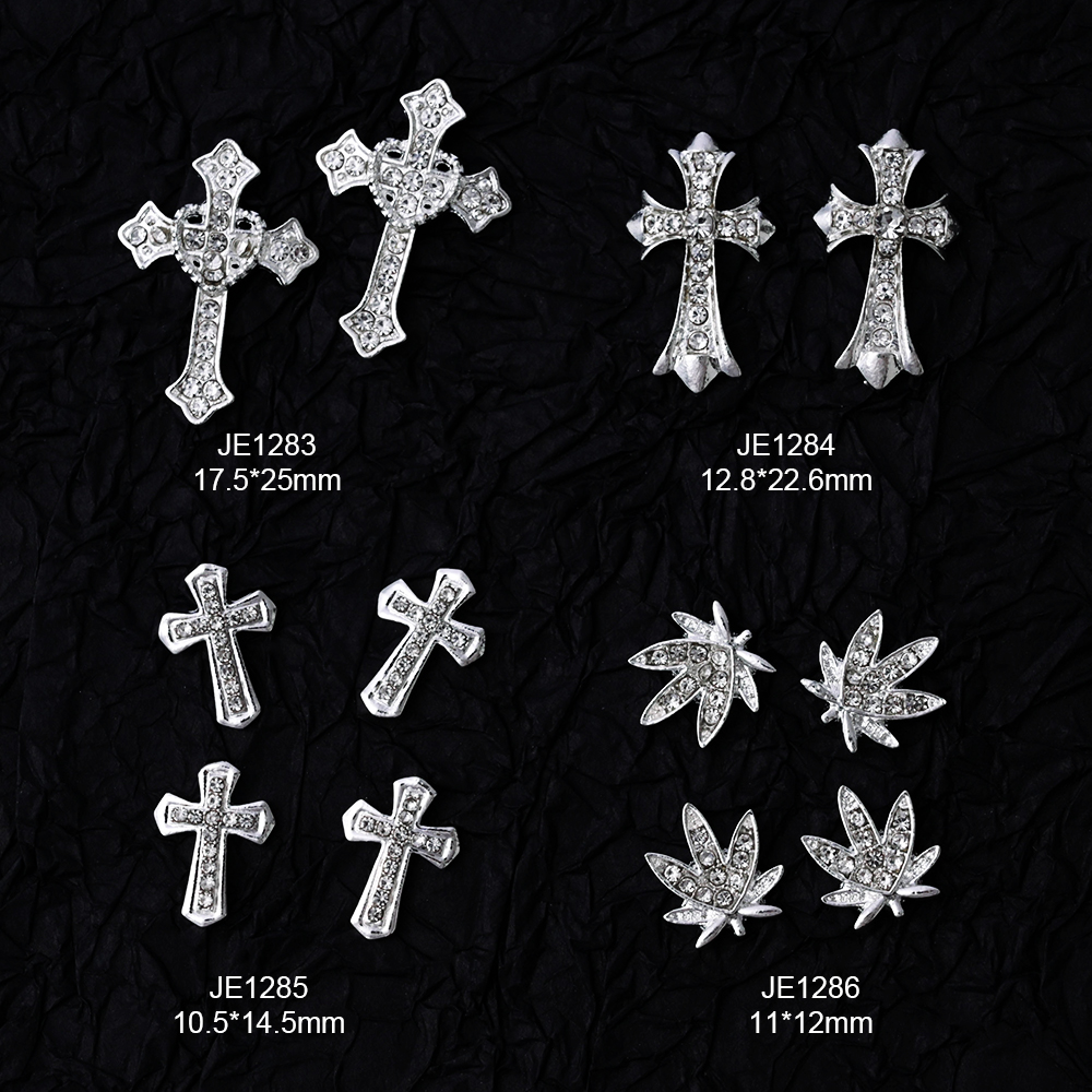 Best of 10pcs Luxury Silver Cross Nail Art Charms For Jewelry Retro Alloy Rhinestones Glitter 3D Nail Art DIY Punk Manicure Accessories Reviews & Tips - Image 2