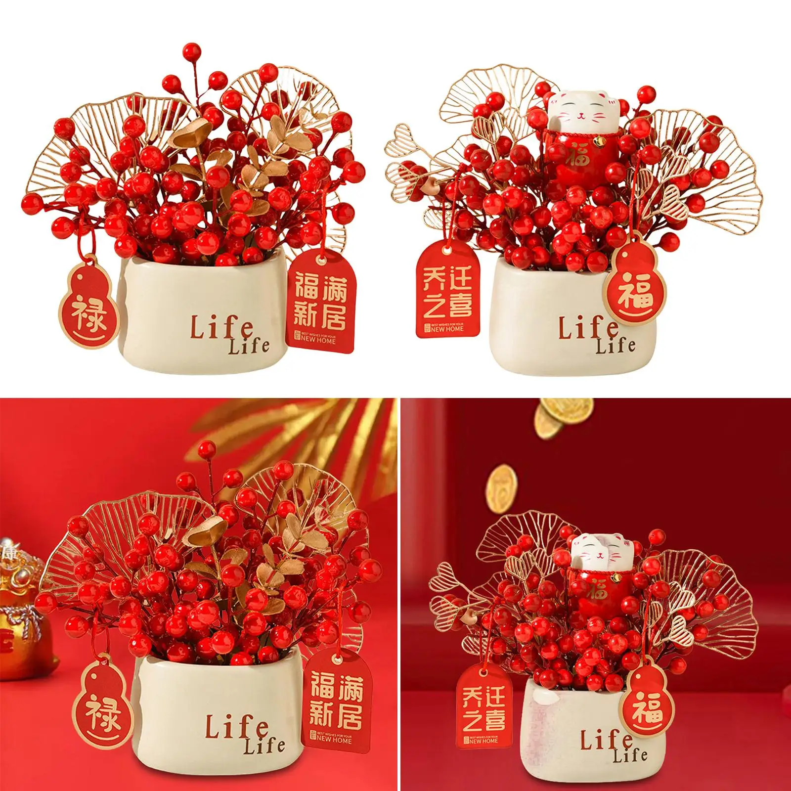 Artificial Potted Flower Decorative Table Flower Arrangements Chinese New Year Decoration for Thanksgiving Decor
