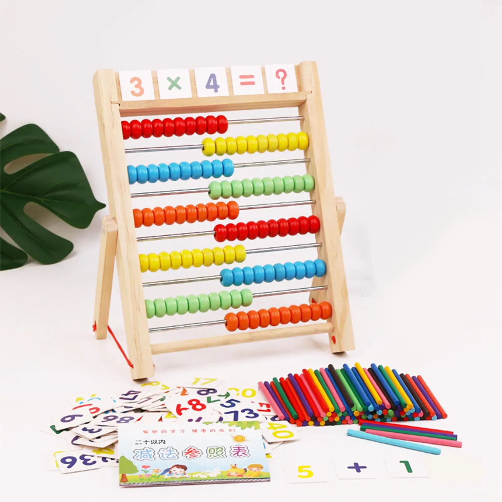 Wooden Frame Abacus Math Learning Toy with Multi Color Beads Educational Counting Toy for Kids Kindergarten Boys Girls Children