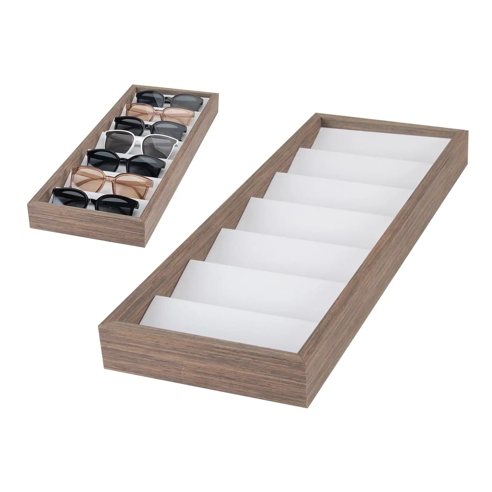 7 Compartment Glasses Storage Box Modern Velvet Lining Storage Case Eyeglasses