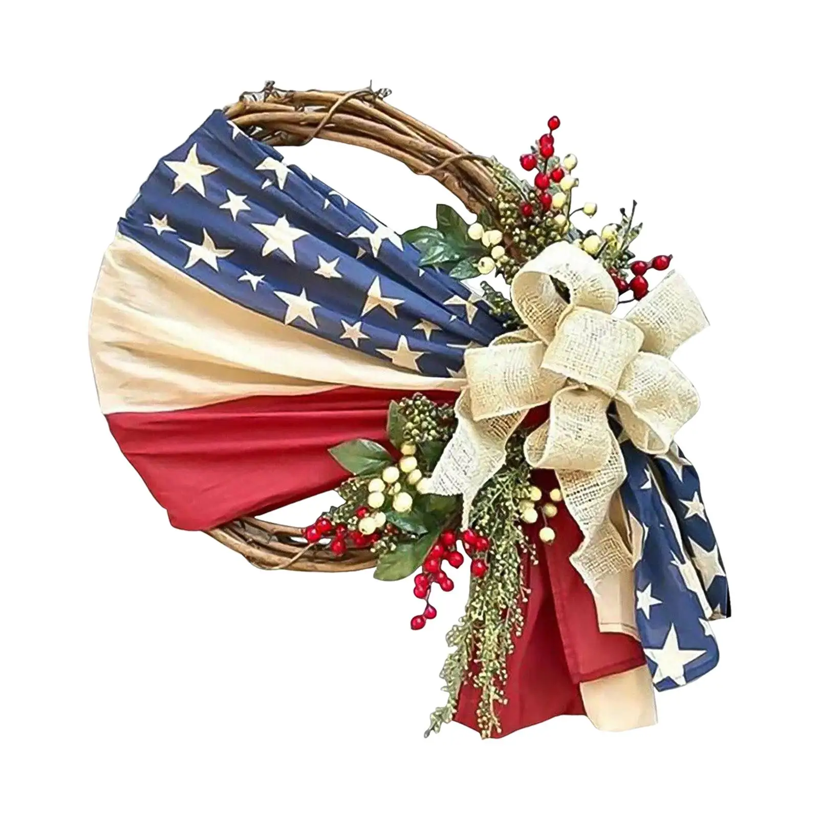 Patriotic Wreaths for Front Door Independence Day Hanging for Farmhouse