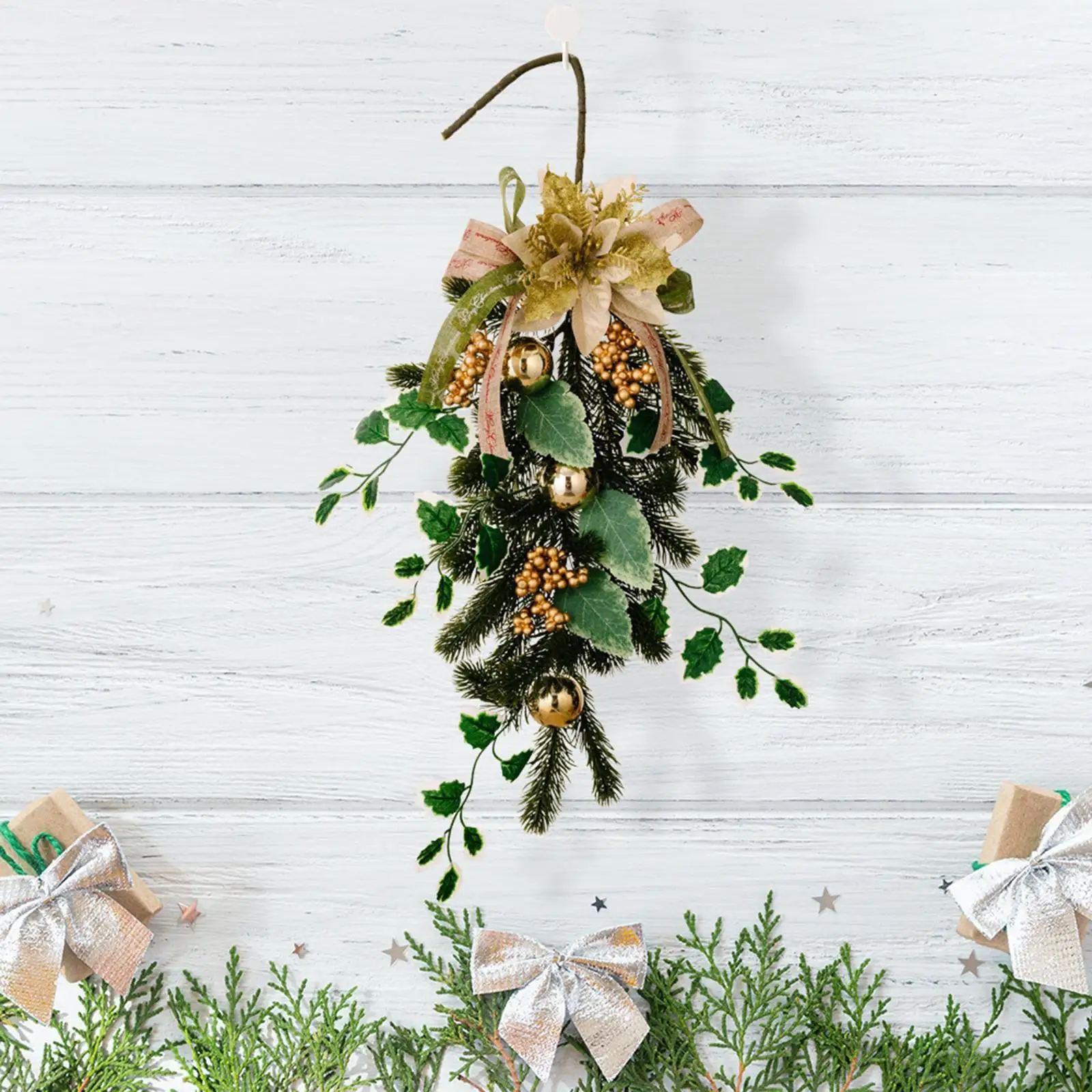 Christmas Flower Wreath Ornament 50cm Christma Wreath Garland Christmas Tree Accessories for Yard Office Garden Holiday Porch