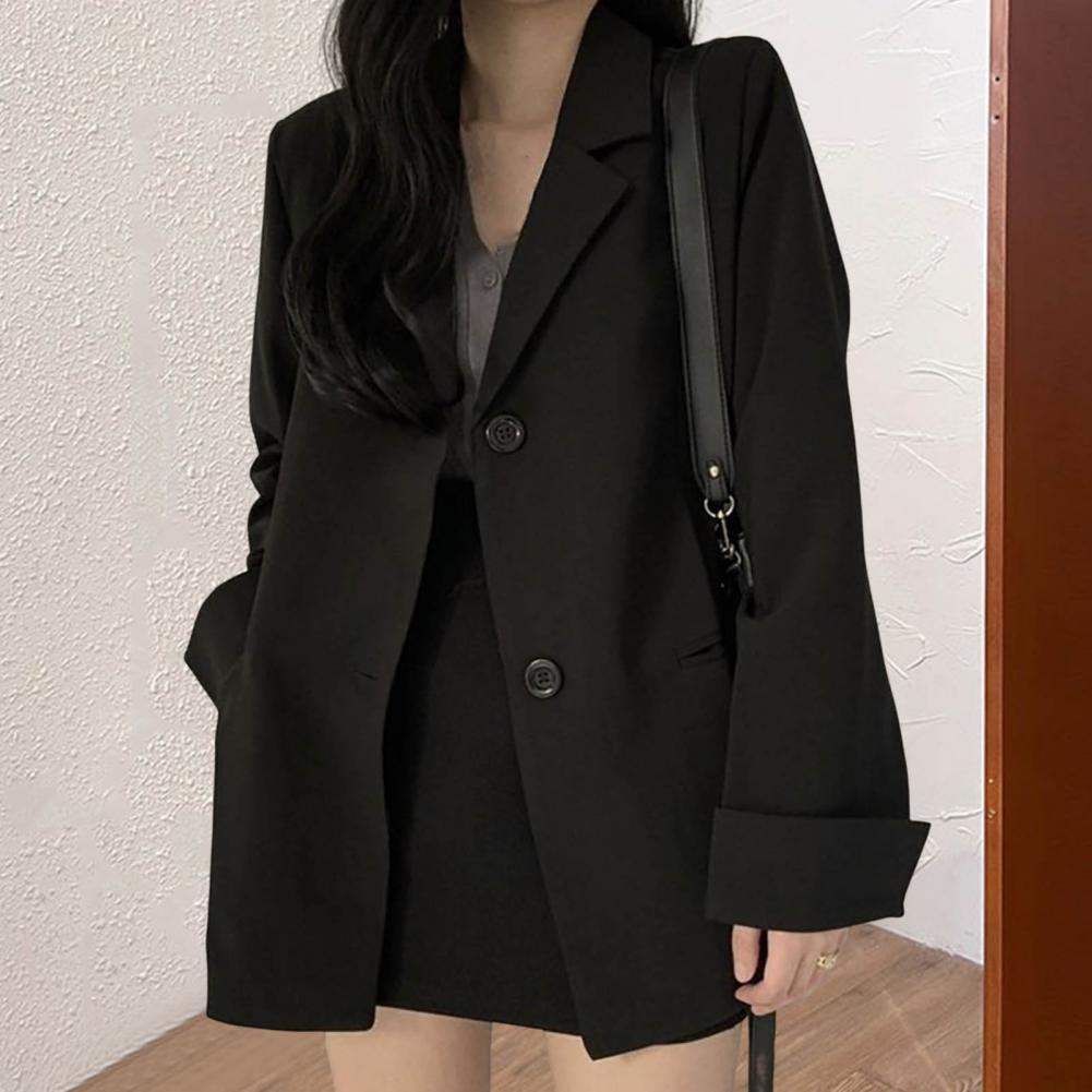 Title 5, Women Blazer Turn-Down Collar Single Breasted A...