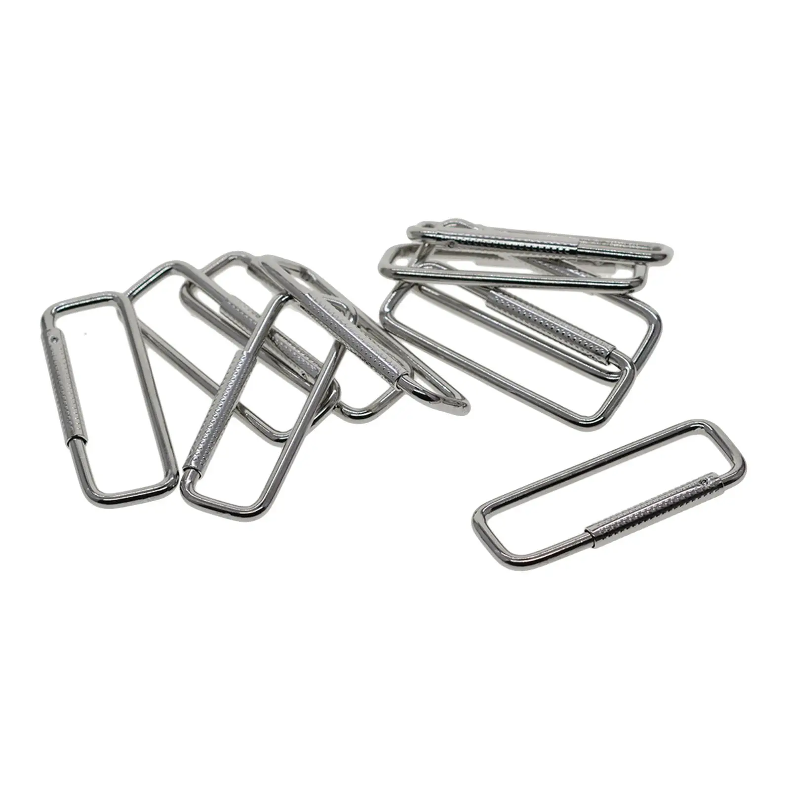 10 Pieces Rectangle Carabiner Clips DIY Keychain Clips for Dog Tags Bags