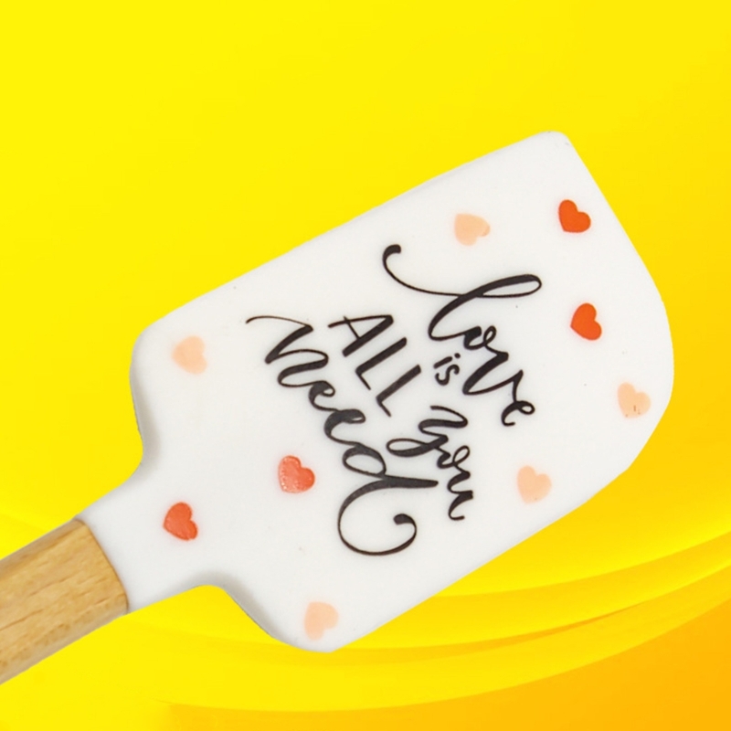 Title 6, Heart Cake Cream Silicone Spatula Wooden Handle...