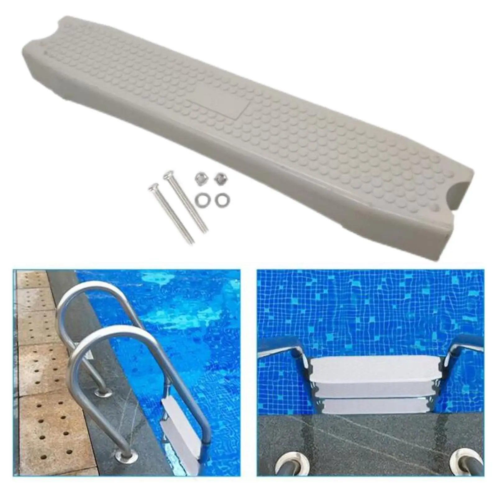 Plastic Ladder Rung Step Pool Anti Slip Durable Replacement above Ground Pedal Accessory with Screws Entry Stair Escalator Pedal