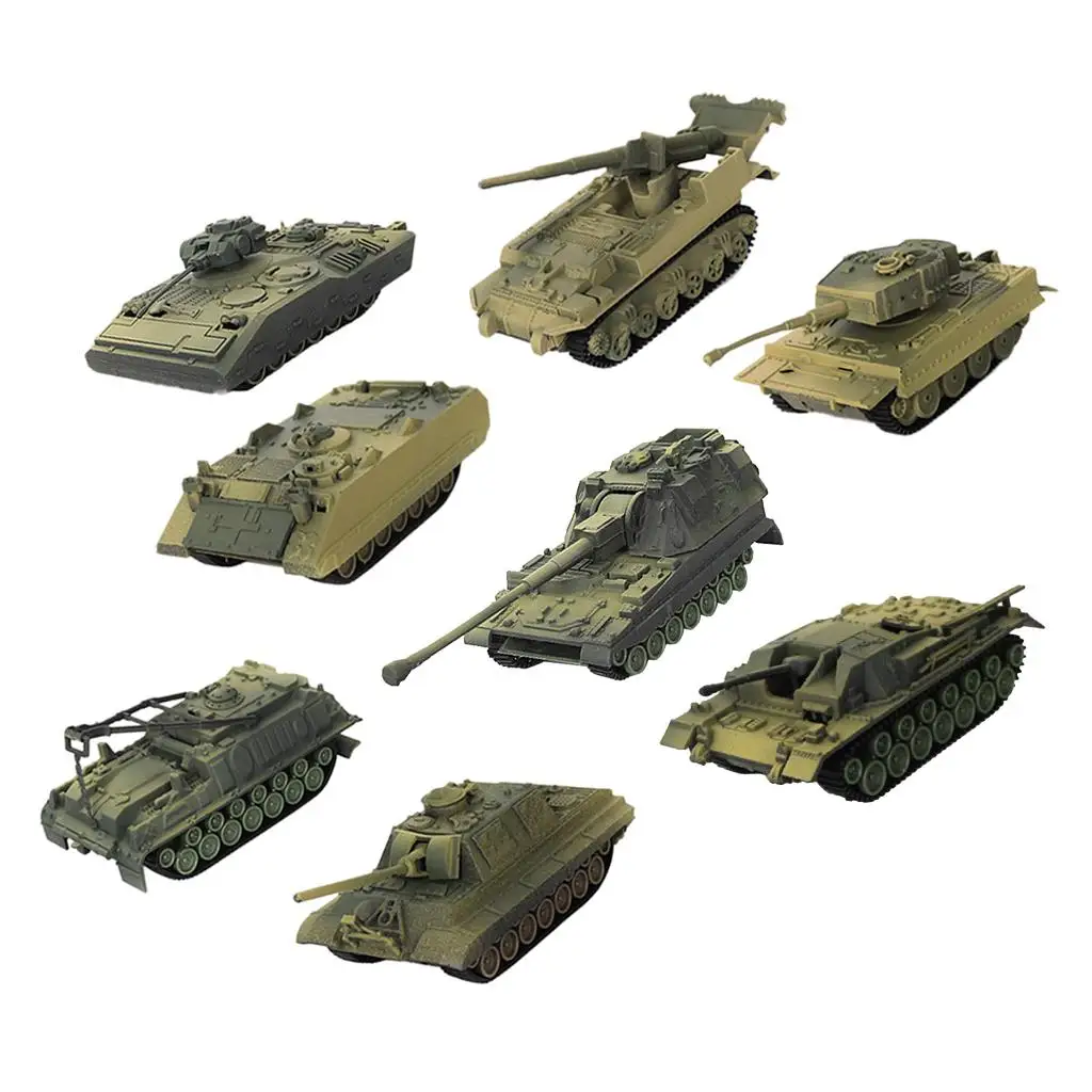 8 Pieces 4D Modern Tank Model 1:72 Heavy Tank Sand Table Model Wargame Game Diorama Scenery Layout Accessory