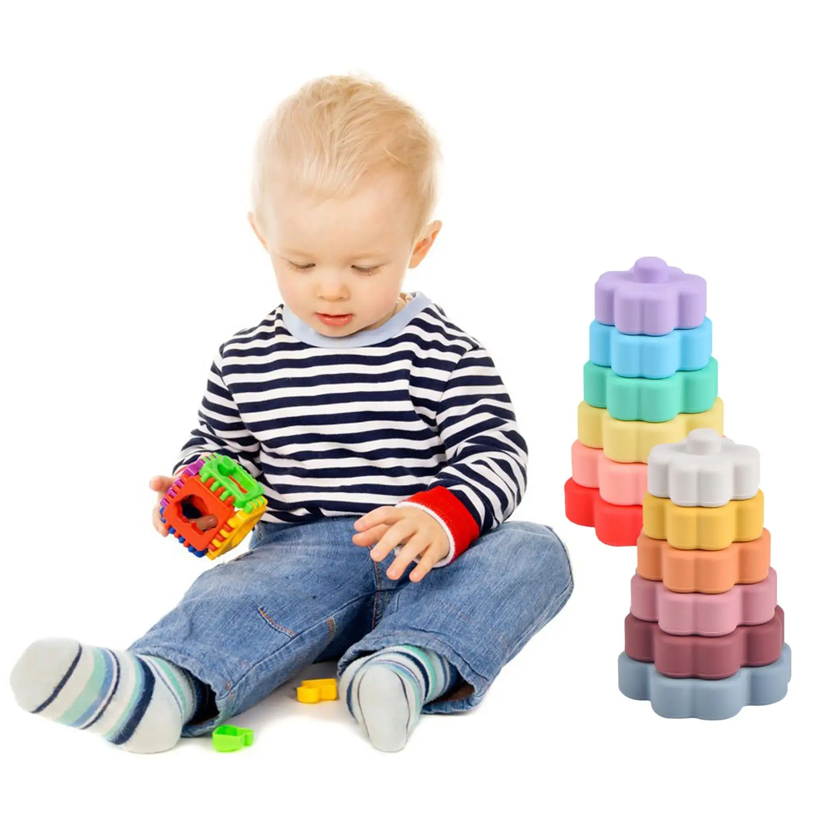 Baby Stacking Toy  Rainbow Stacker Fine  Stacking Rings