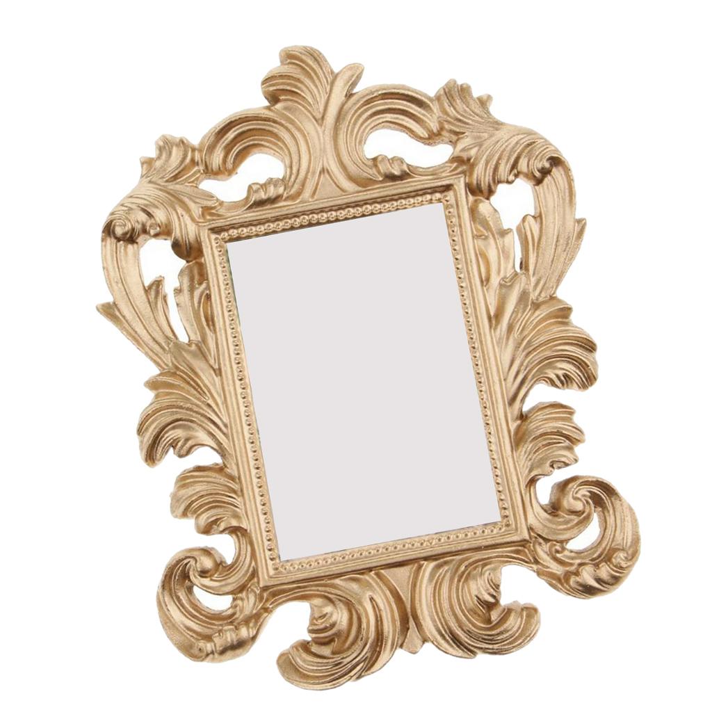 Glitters Golden Baroque Photo Frame Resin Stand Photo Picture Frame DIY Place Name Card Holder for Desk or Wall