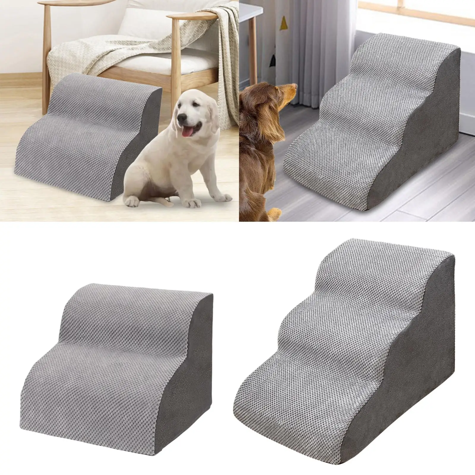 Pet Dog Stairs Ladder Durable Dog Bed Stair Detachable Washable Cover Pet Ramp for High Bed Indoor Cats Couch Home Older Dogs