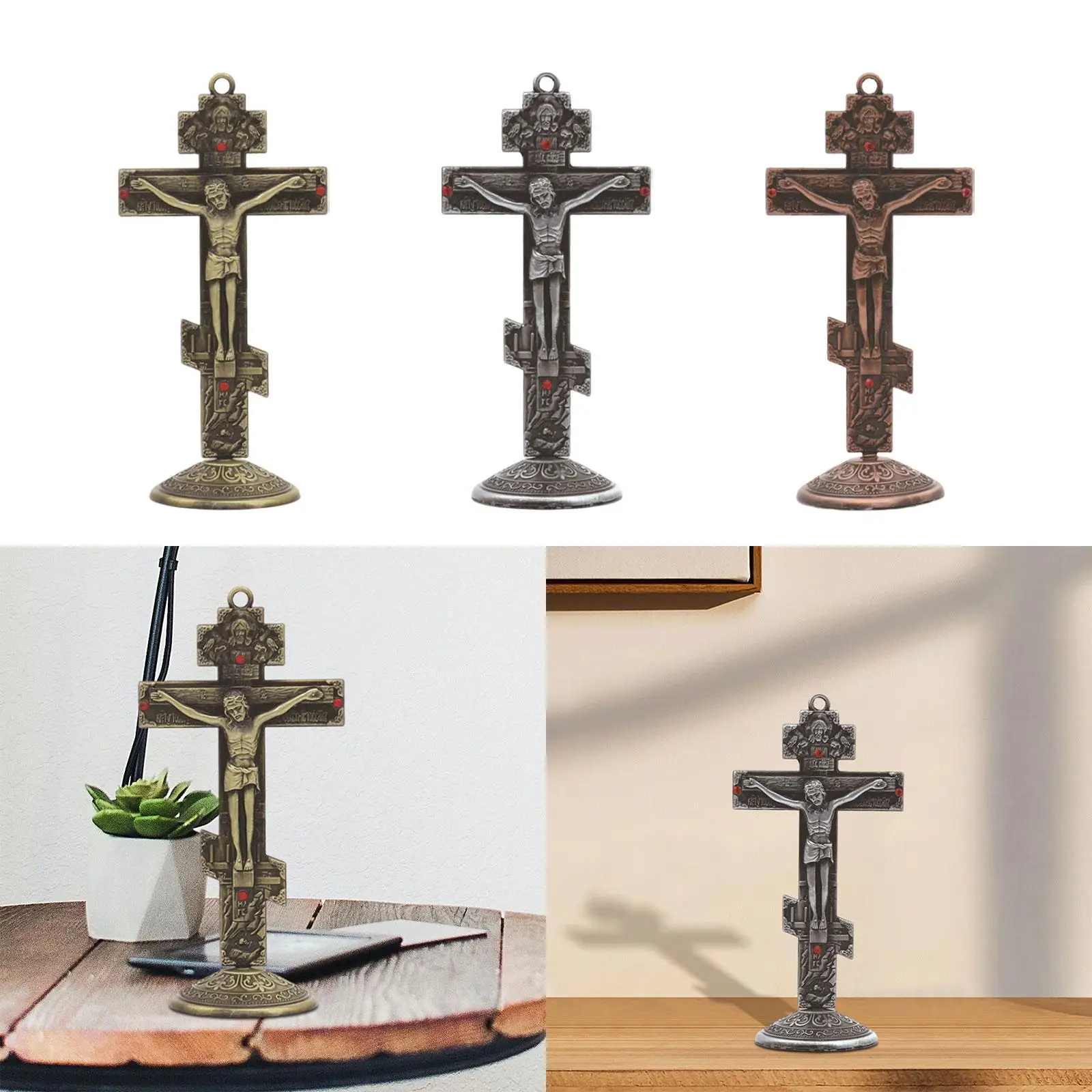 Religious Crucifix Decor Sculpture Wall Crucifix Cross Catholic Gifts Crucifix Table Cross for Home Office Tabletop Decor