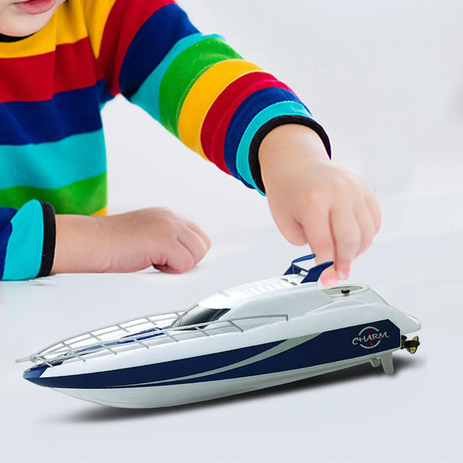Portable Remote Control Boat Speedboat USB Rechargeable RC Boat Warship Model for Beginner Boys Adults Children Birthday Gifts
