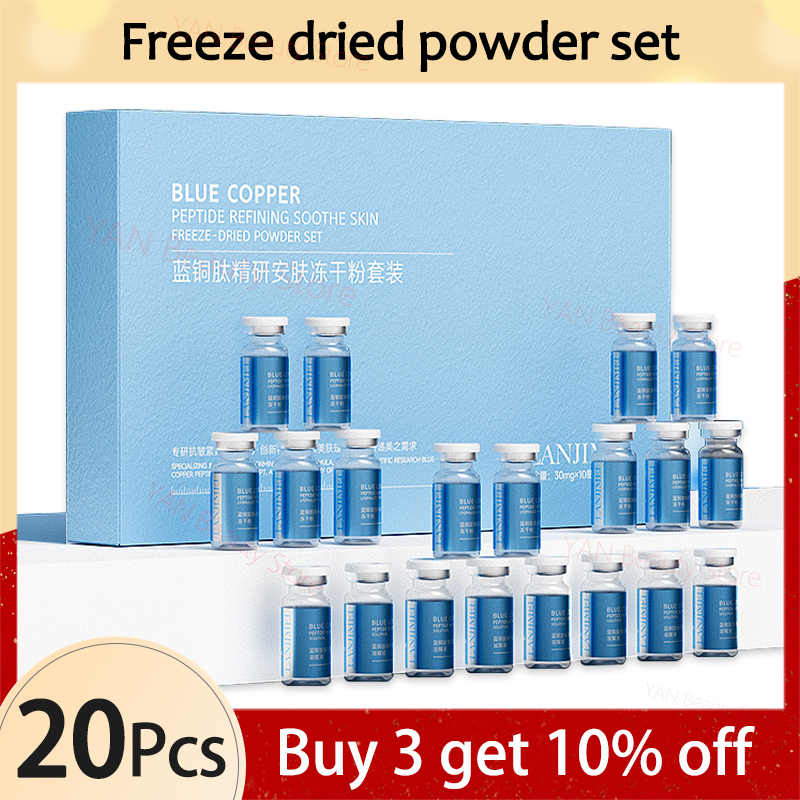 Best of 20PCS Blue Copper Peptide Freeze-Dried Powder Set Oligopeptide Anti Wrinkle Essence Shrink Pores Acne Treatment Skincare Serum Reviews & Tips