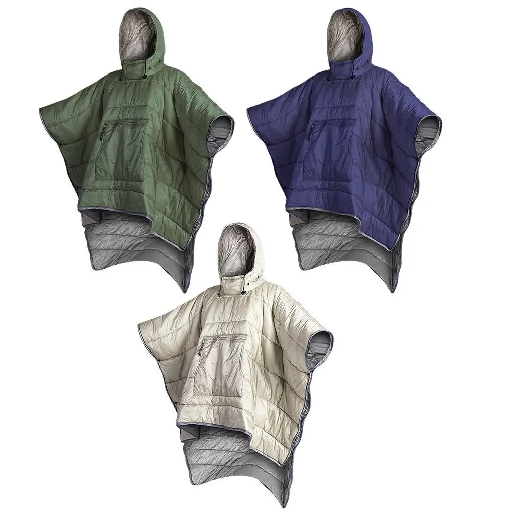 Winter Outdoor Sleeping Bag Cloak with Stuff Sack Windproof Hooded Blanket