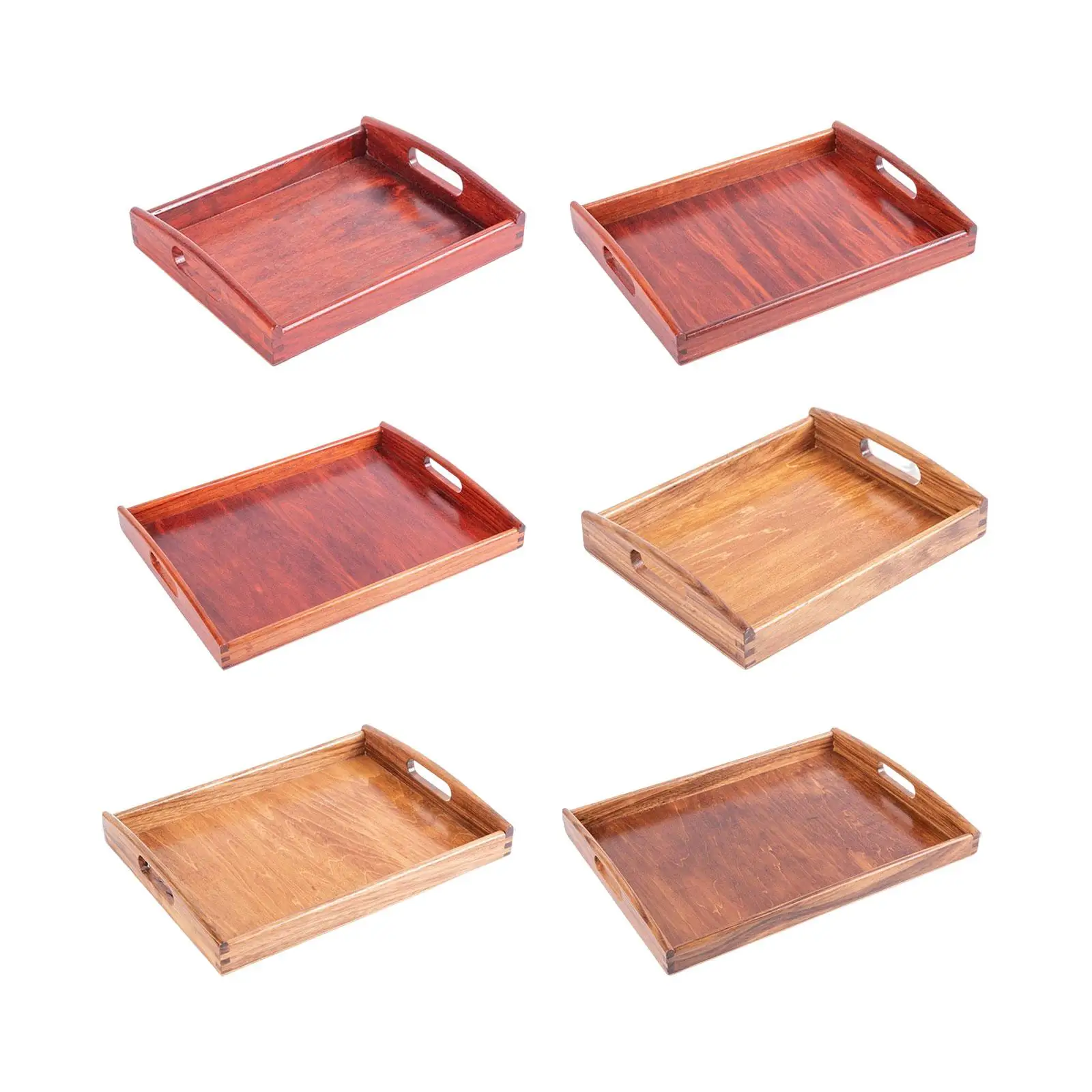 Rectangular Table Organizer Tray Countertop Wood Plate Snack Tray for BBQ