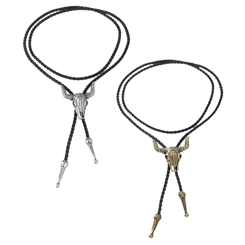 Western Cowboy Bolo Tie Rodeo  Leather Cord Pendant Necklace