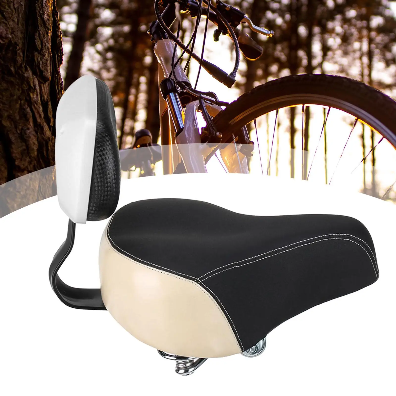 Bicycle Seat Saddle with Backrest Pad Case Padding for Cycling Bike Women