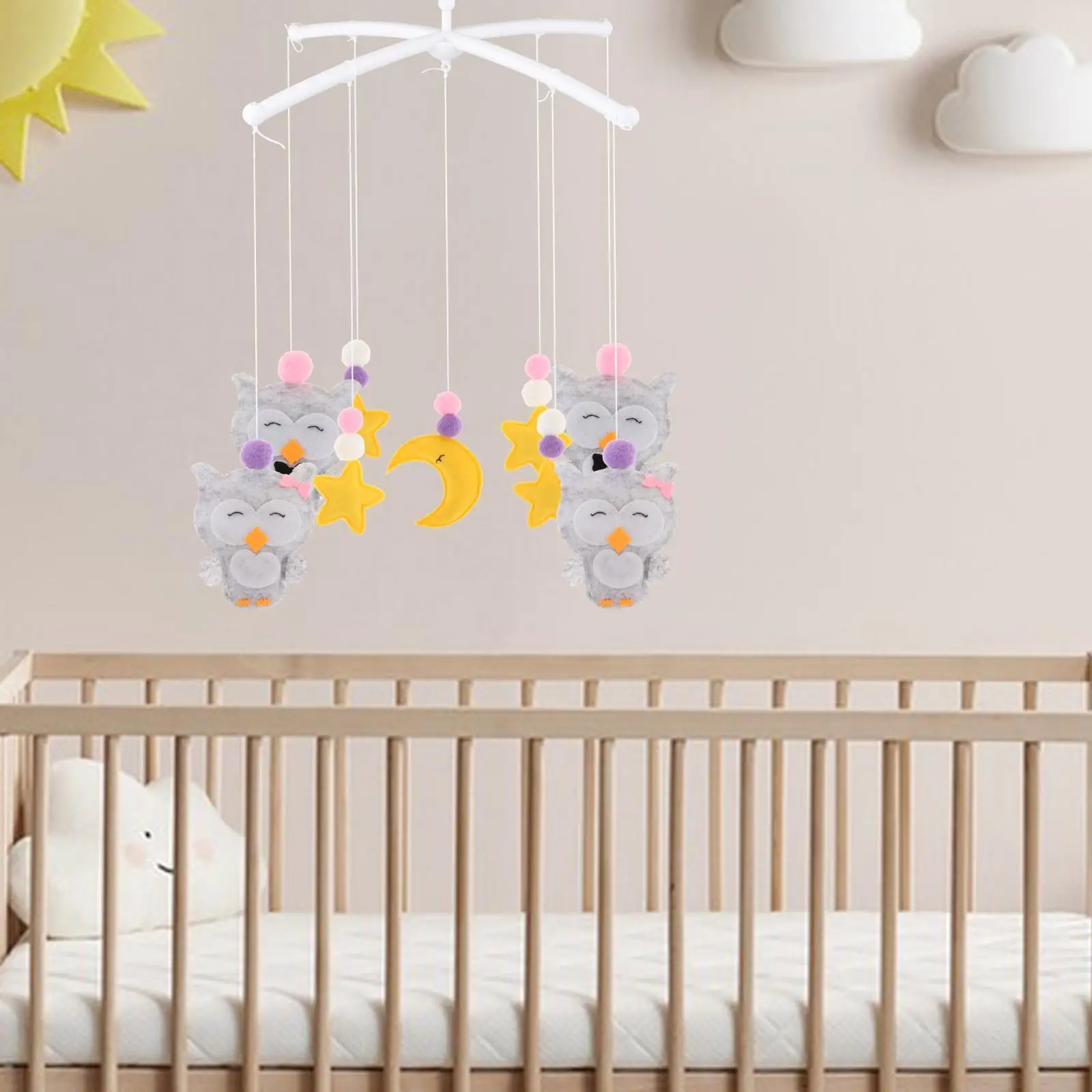 Crib Hanging Toys Felt Crib Mobile Hanging Interactive Unisex Cute Baby Rattle Toy Bed for Nursery Pushchair Pram Decoration