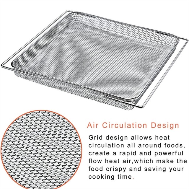 Stainless Steel Air Fryer Basket Spare Parts Accessories Crisper Tray And  Basket For Oven 13 X 9.6 Inch, For Fries/Bacon/Chicken - AliExpress