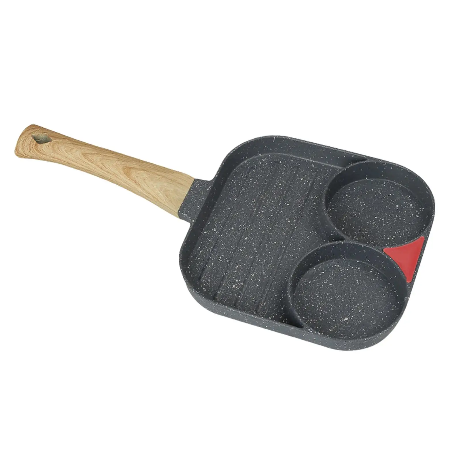 2 Hole Egg Frying Pan with Wooden Handle for Cooking Frying Steak Breakfast Burger