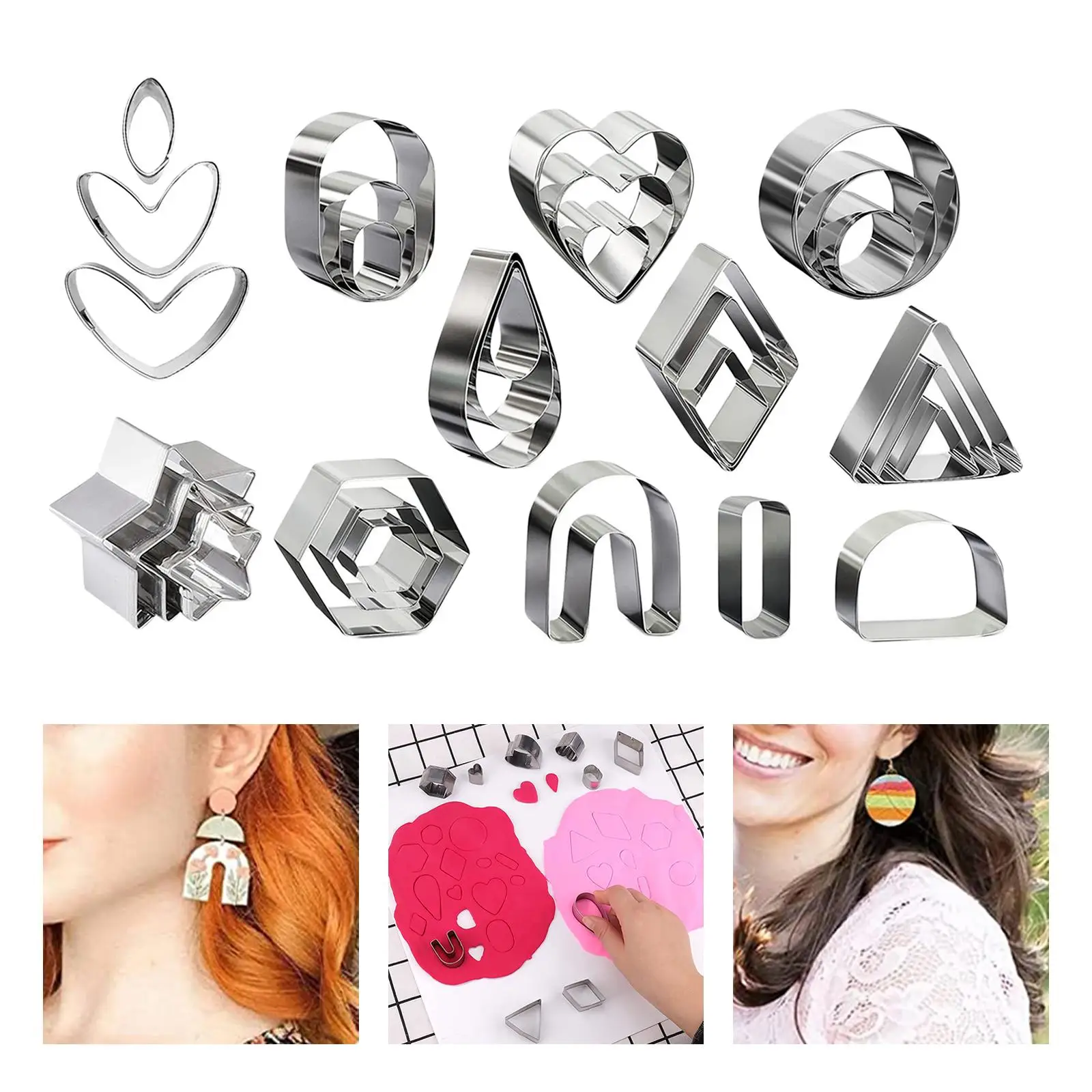 18x Polymer Clay Cutters Earring DIY Accessories Shapes Clay Cutting Tools