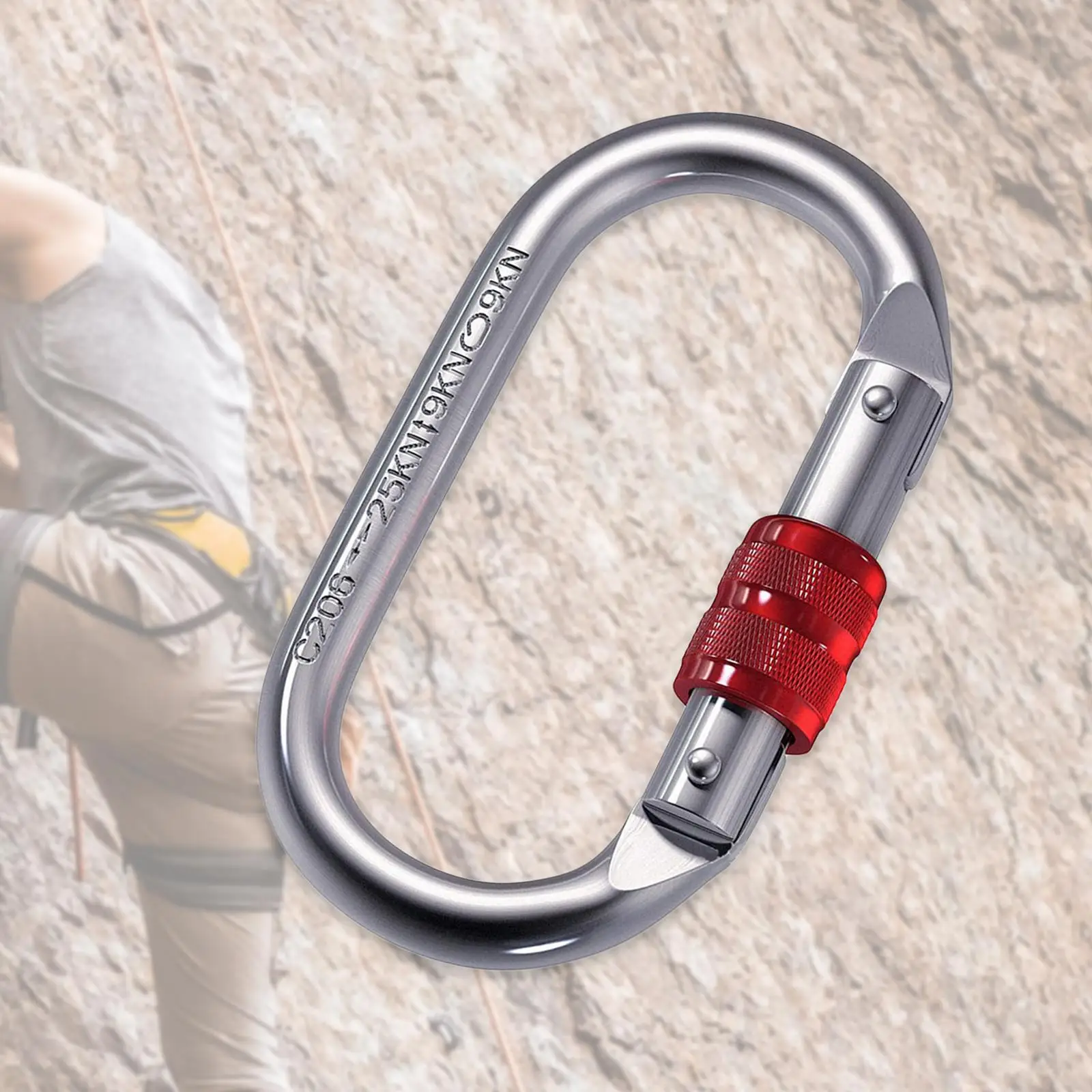 25kN Locking Carabiner Screw Lock Hook Screwgate Heavy Duty O Shaped Gear for Hiking Rock Climbing Rappelling Caving Ropes