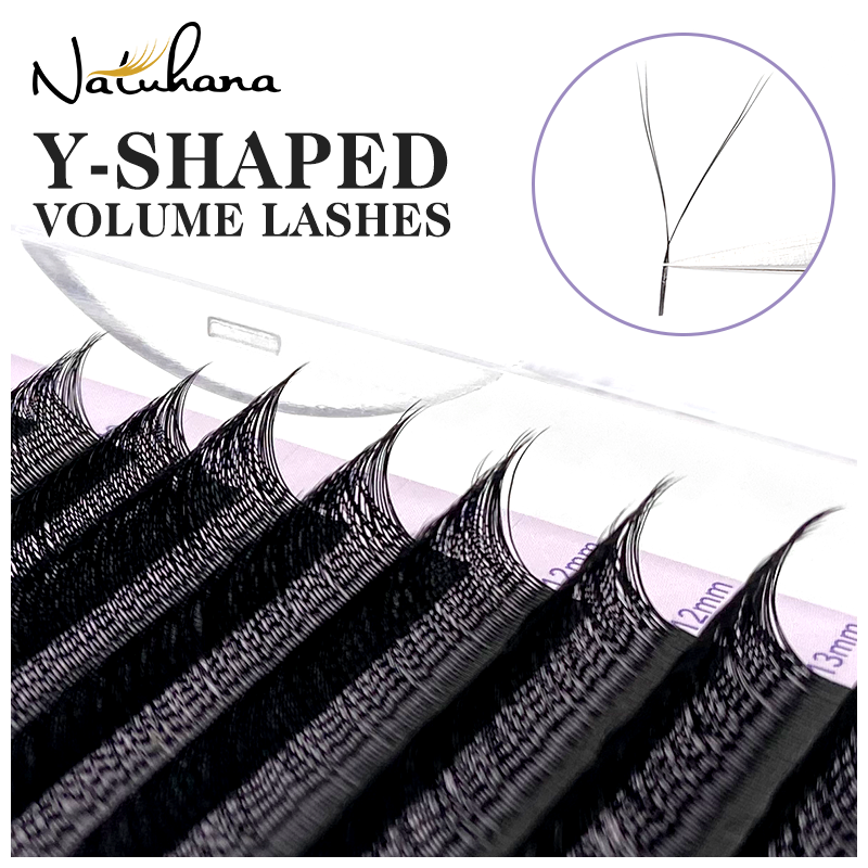 Best of NATUHANA YY Shape Eyelash Extensions C D L LU(M) Curl Faux Mink Double Tip Eye Lashes Individual Easily Grafting Y Lash Makeup Reviews & Tips