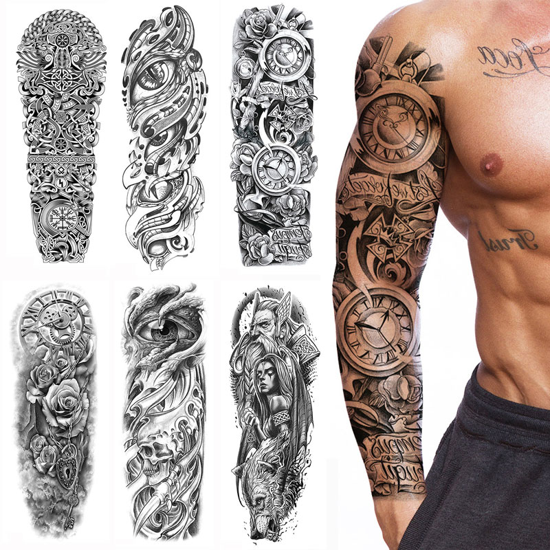 Best of Waterproof Temporary Tattoo Sticker Large Size Tattoo For Men Sleeve Clock Fake Tattoo For Women Girl Full Arm Tattoo Fake Reviews & Tips