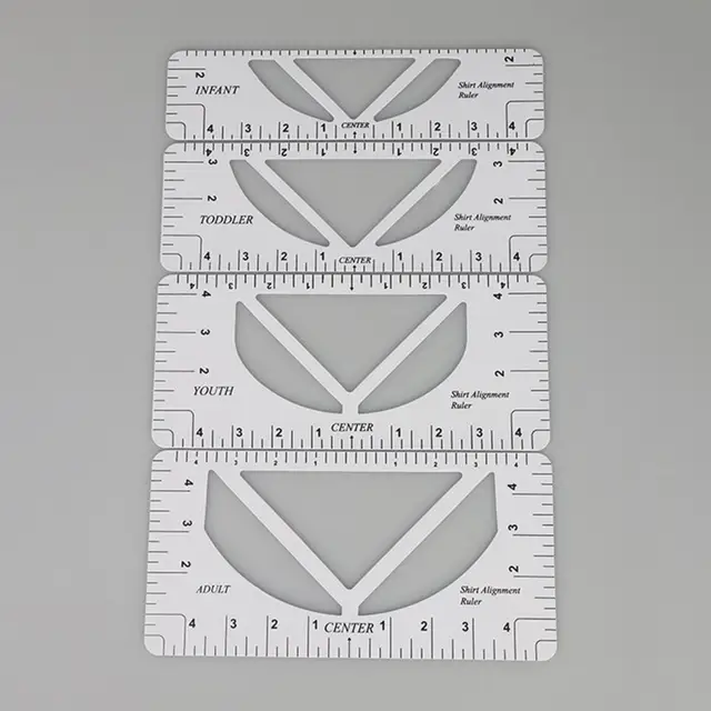 8Pcs/Set T-Shirt Ruler Alignment Ruler Guide Tool Round Tshirt Sewing Ruler  with 1pc Tape Measure for Children Youth Adult