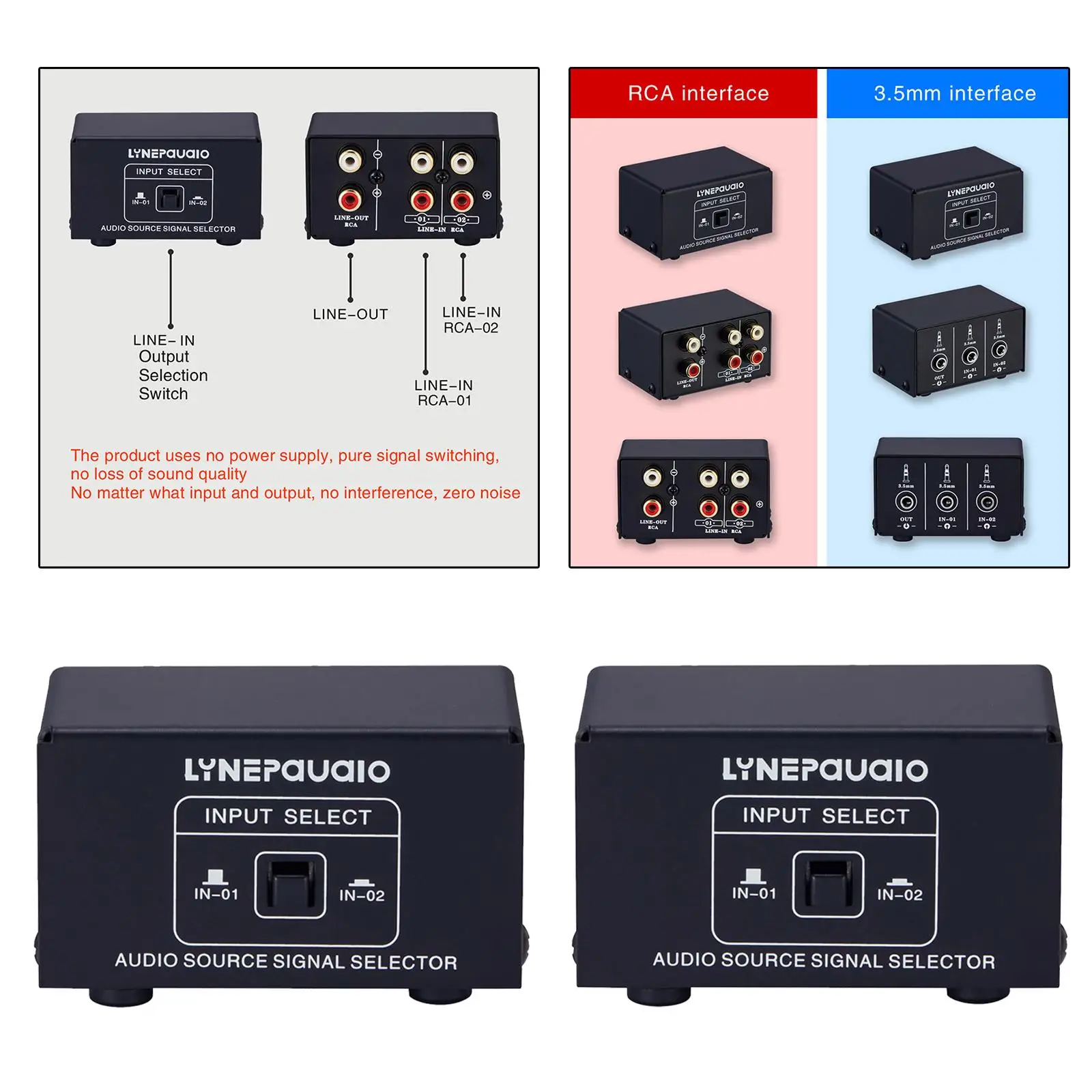 1 Out Selector Speaker Switcher, Direct Plug and Direct Use, No Loss of Input and Output s