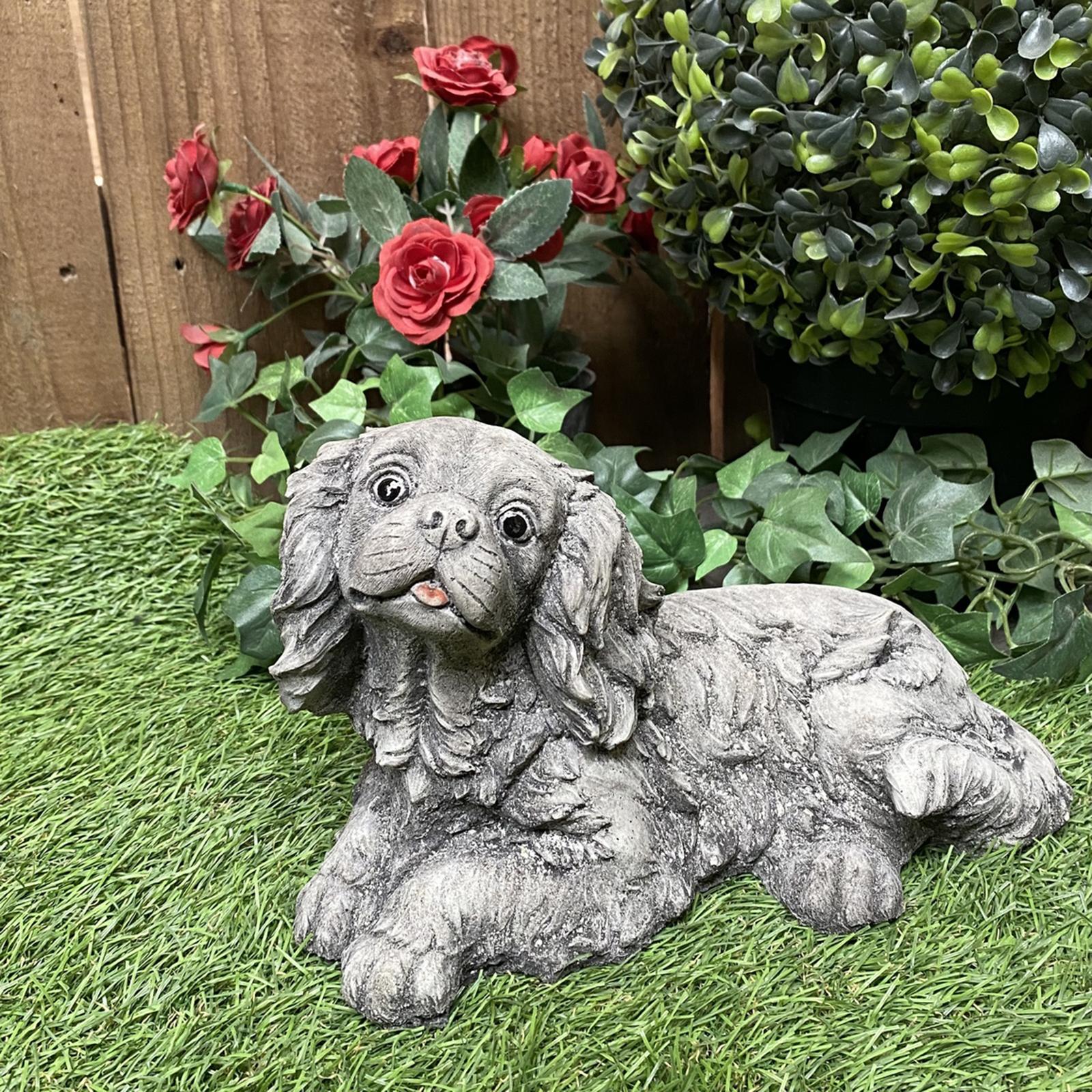 King Charles Spaniel Dog Figurine Garden Statues Sculpture for Outdoor