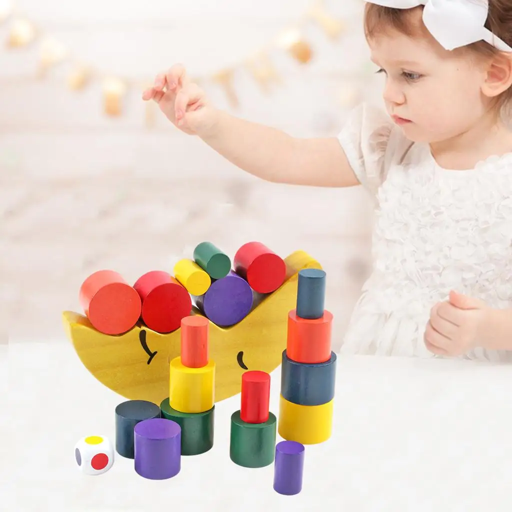 Wooden Geometry Balance Stacker Game  Preschool Early Learning Educational Motor Skill Montessori Puzzles Toy for Kids