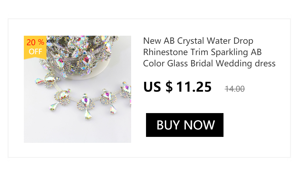Neue AB Kristall Wassertropfen Strass-Borte Funkelnde AB-Farbe Glas Brautkleid Kopfschmuck Dekoration Kette ML118 – Detail 10