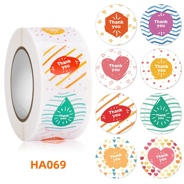 500Pcs/Roll Floral Thank You Stickers Scrapbooking For Package Seal Labels  Custom Sticker Decoration Wedding Sticker