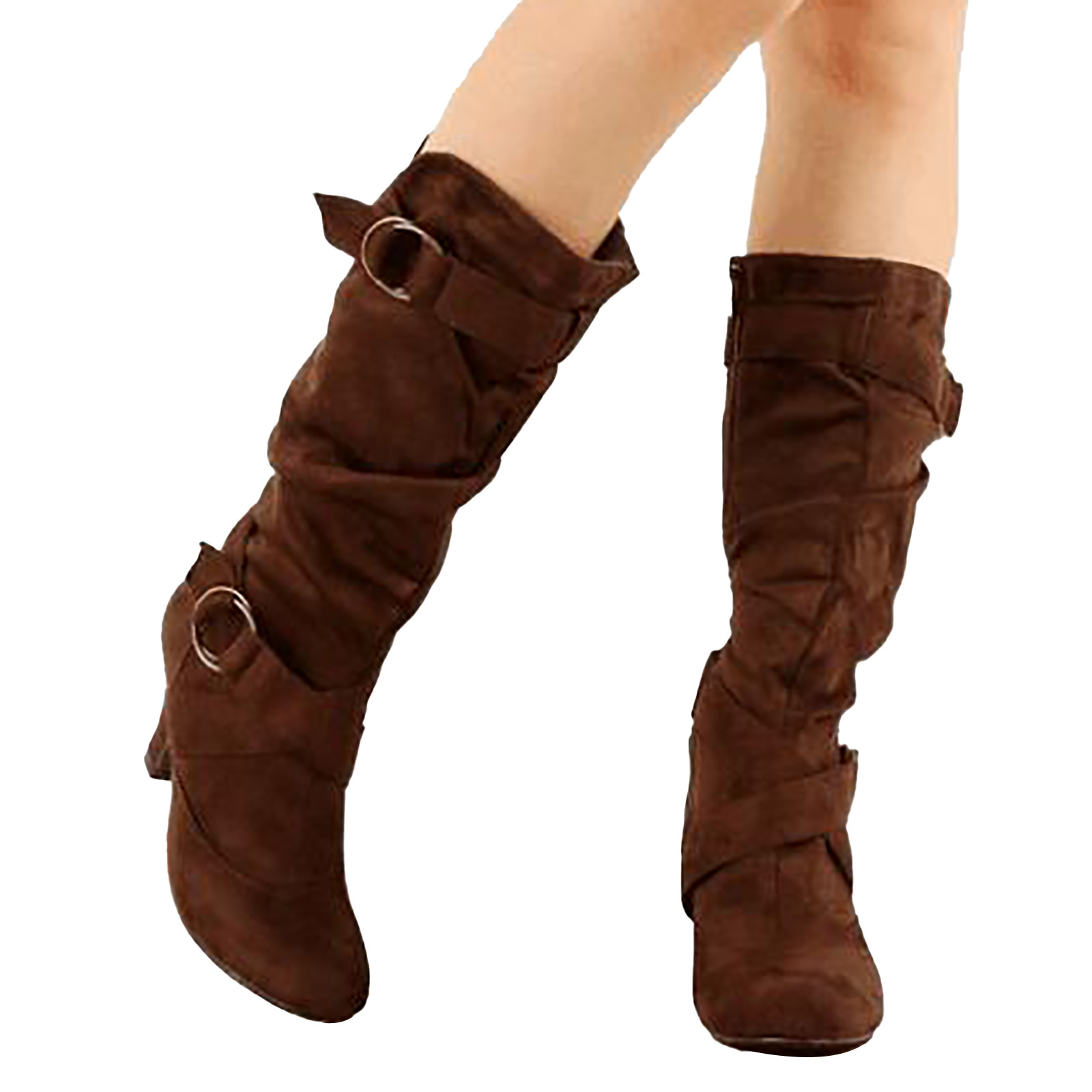 Women'S Winter Boots Foreign Trade Autumn Mid Heel Women Boots Mid Calf Wide Calf Long Boots For Women Wide Calf Over Knee