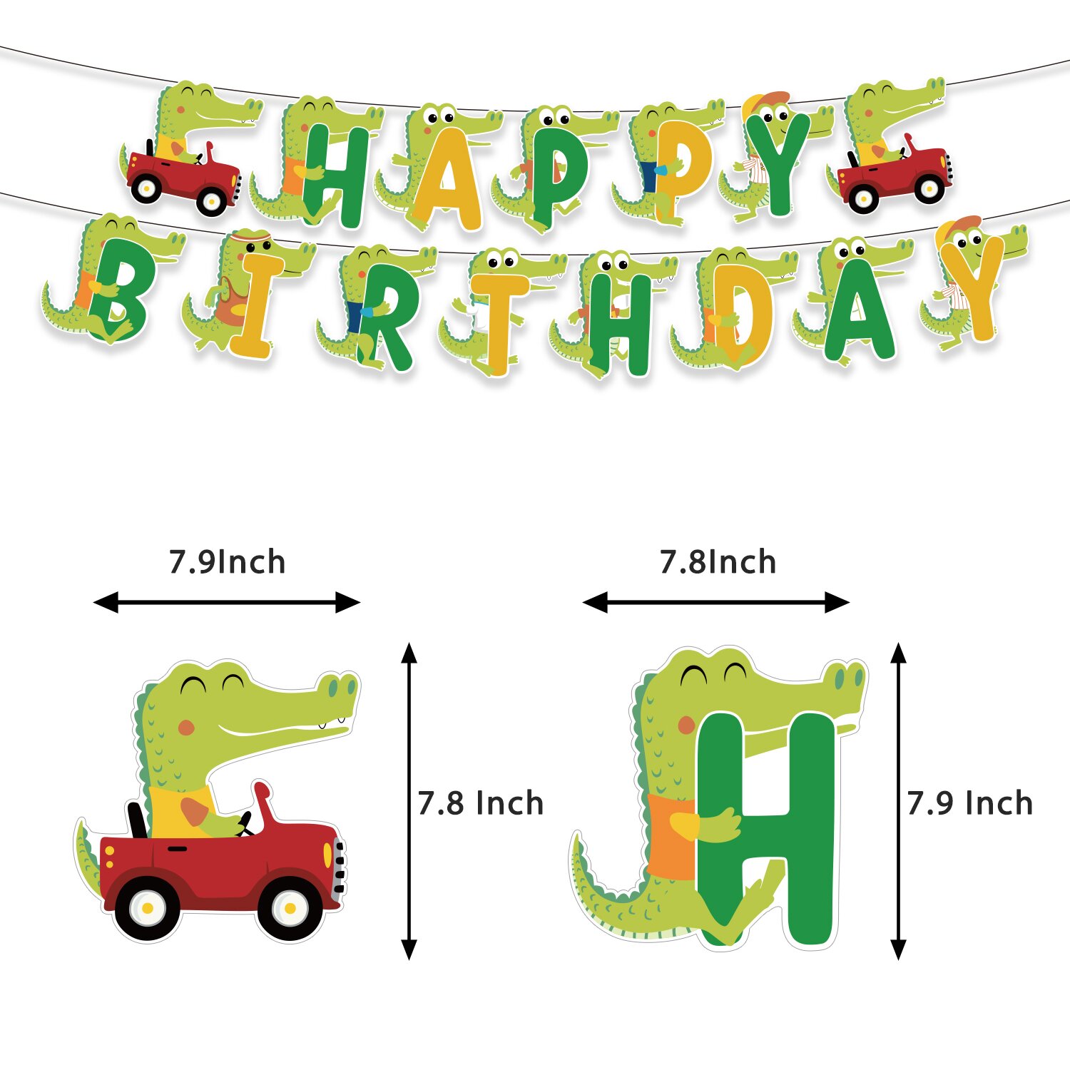 Suprimentos Crocodile Balões Feliz Aniversário Banner Bolo Topper Set