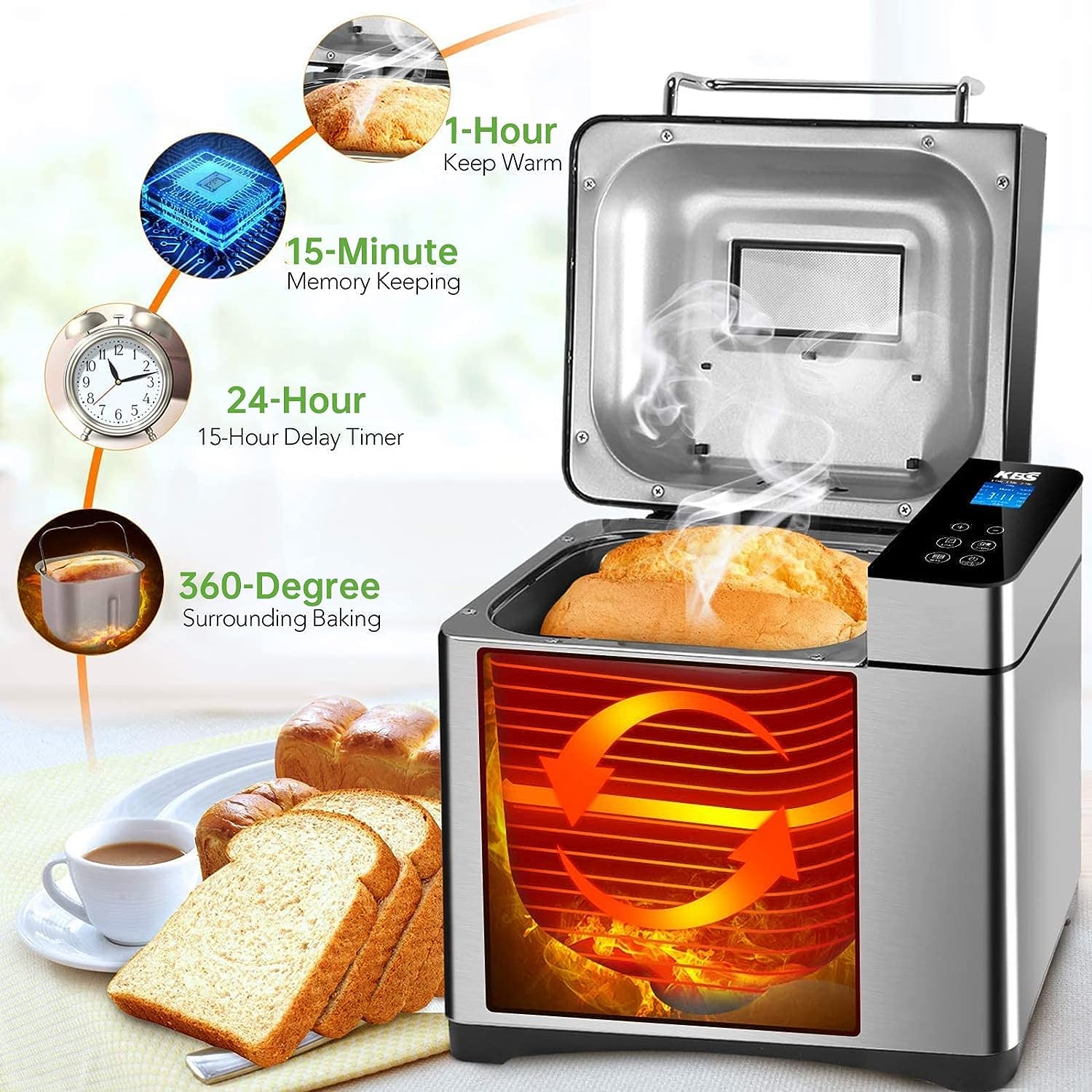 Title 5, KBS 17-in-1 Bread Machine, 2LB All Stainless St...