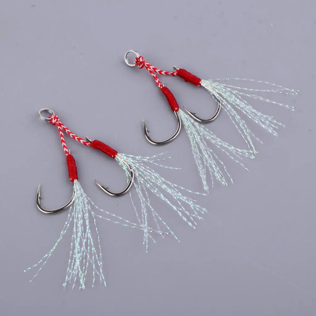 2pcs Stainless Hooks Sea Fishing Jig Jigging Barbs And Release