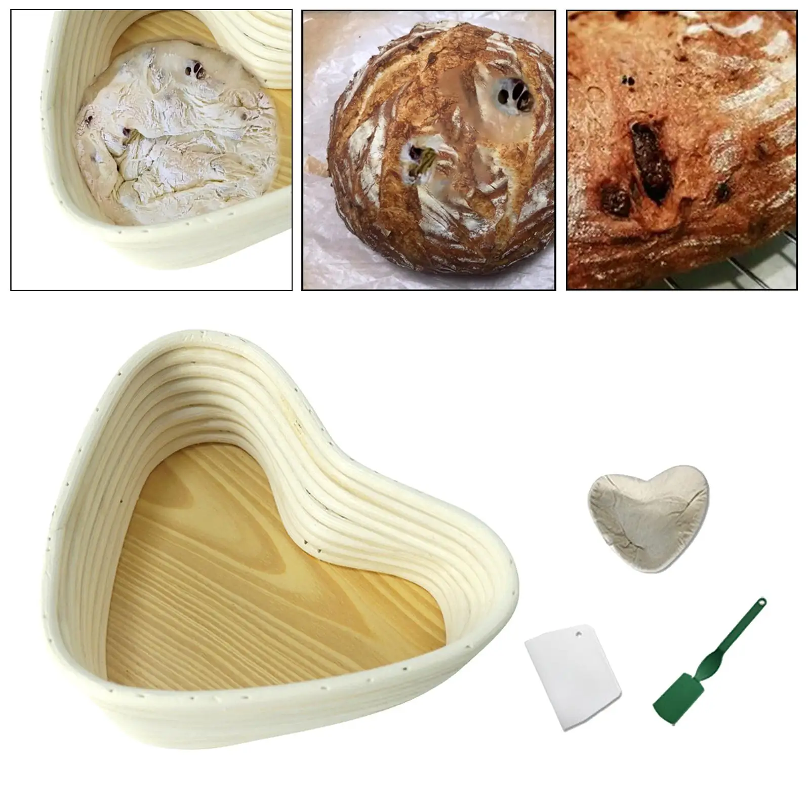 Rattan Proofing Basket Dough Cutter with Cloth Liner and Scraper Professional Baking Tool for Bread Baking